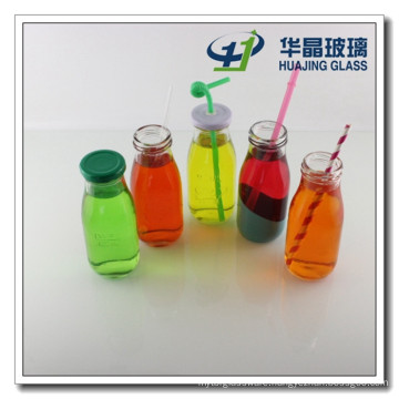 330ml Square Milk Glass Bottle with Straw